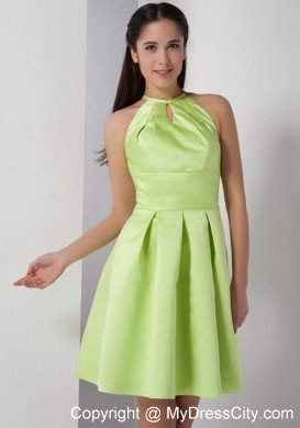 Peekaboo Keyhole Back Yellow Green Dama Dress with Cool Neckline