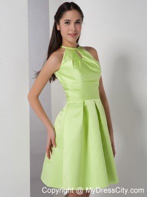 Peekaboo Keyhole Back Yellow Green Dama Dress with Cool Neckline