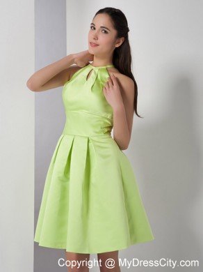 Peekaboo Keyhole Back Yellow Green Dama Dress with Cool Neckline