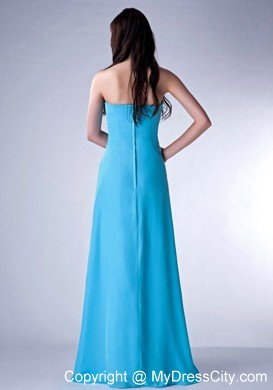 Blue Flowers Strapless Chiffon Plus Size Prom Dresses for Dama