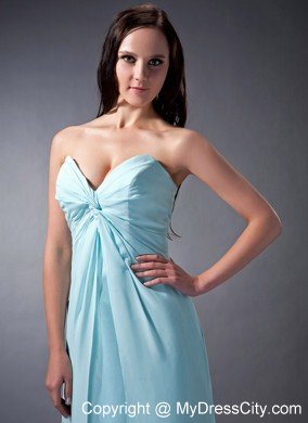 Aqua Blue Ruched Sweetheart Chiffon Formal Dresses for Dama