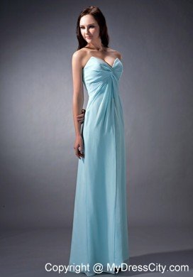 Aqua Blue Ruched Sweetheart Chiffon Formal Dresses for Dama