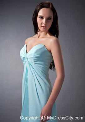 Aqua Blue Ruched Sweetheart Chiffon Formal Dresses for Dama