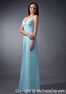 Aqua Blue Ruched Sweetheart Chiffon Formal Dresses for Dama