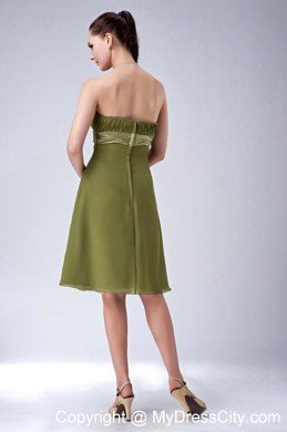 Olive Green Chiffon Empire Strapless Simple Bridesmaid Dama Dresses