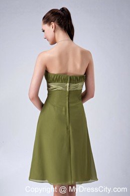 Olive Green Chiffon Empire Strapless Simple Bridesmaid Dama Dresses