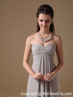 Simple Grey Sweetheart Chiffon Long Cheap Formal Dresses for Dama