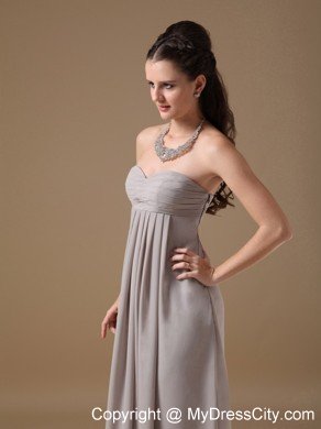 Simple Grey Sweetheart Chiffon Long Cheap Formal Dresses for Dama