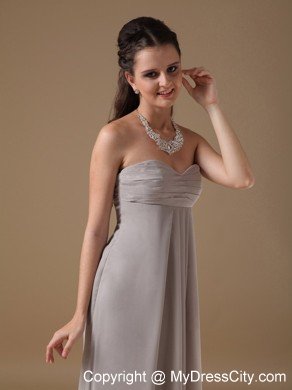 Simple Grey Sweetheart Chiffon Long Cheap Formal Dresses for Dama