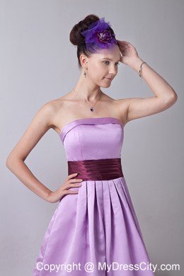 Simple Lavender Knee-length A-line Bridesmaid Dama Dresses