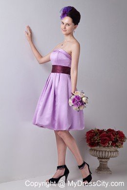 Simple Lavender Knee-length A-line Bridesmaid Dama Dresses