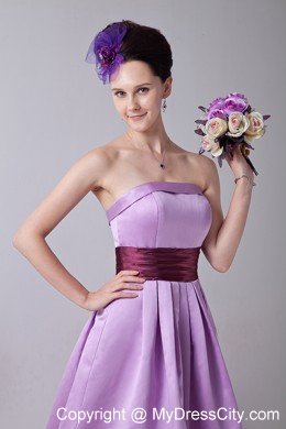 Simple Lavender Knee-length A-line Bridesmaid Dama Dresses