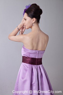 Simple Lavender Knee-length A-line Bridesmaid Dama Dresses