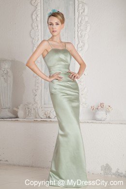 Column Spaghetti Straps Ruched Satin Dama Dress for Quinceaneras