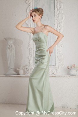 Column Spaghetti Straps Ruched Satin Dama Dress for Quinceaneras