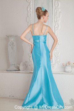 Spaghetti Straps Mermaid Beaded Aqua Blue 15 Dresses for Damas