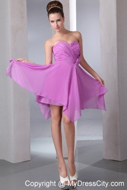 Lavender Sweetheart Handkerchief Hem Dama Dresses for Quinceanera