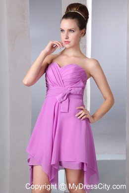 Lavender Sweetheart Handkerchief Hem Dama Dresses for Quinceanera