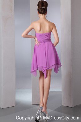 Lavender Sweetheart Handkerchief Hem Dama Dresses for Quinceanera