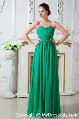 Green Empire Sweetheart Ruched Chiffon Dama Dresses for Quinceanera