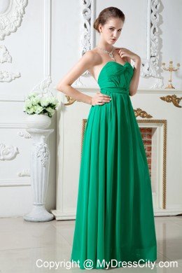 Green Empire Sweetheart Ruched Chiffon Dama Dresses for Quinceanera