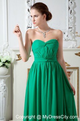 Green Empire Sweetheart Ruched Chiffon Dama Dresses for Quinceanera