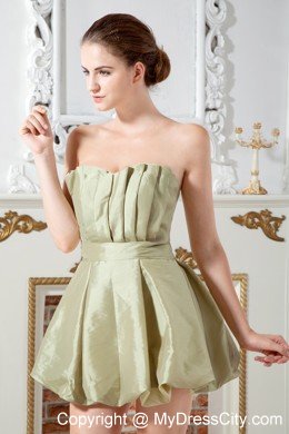 Sexy Mini-length Pick Ups Ruched Olive Green Cocktail Dresses for Dama