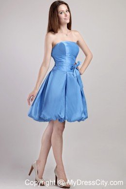 2013 Blue A-line Short Prom Cocktail Dress with Strapless Taffeta