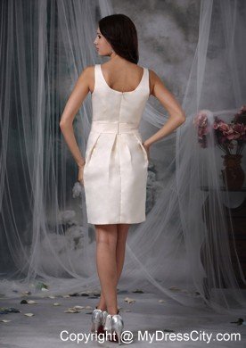 Scoop Neck Mini-length Off White 15 Dresses for Damas With Bowknot