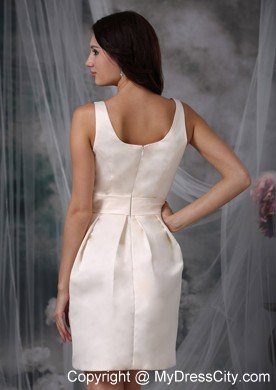 Scoop Neck Mini-length Off White 15 Dresses for Damas With Bowknot