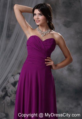 Purple Chiffon Brush Train Ruched Sweetheart Dama Quinceanera Dresses