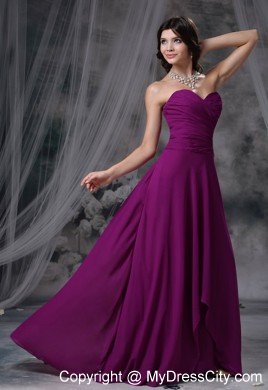 Purple Chiffon Brush Train Ruched Sweetheart Dama Quinceanera Dresses