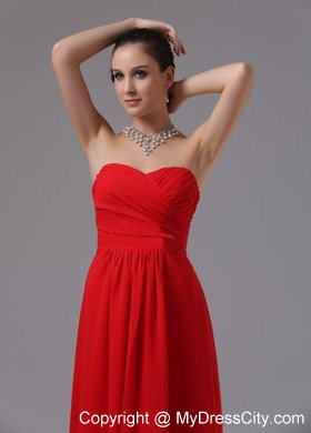 Sweetheart Ruched Red Empire Chiffon Long Damas Dresses for Quince