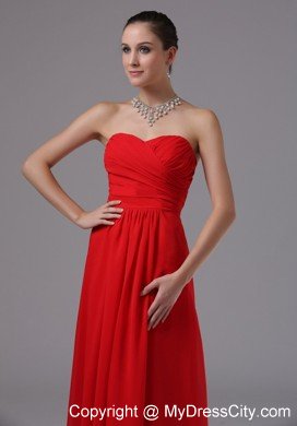 Sweetheart Ruched Red Empire Chiffon Long Damas Dresses for Quince