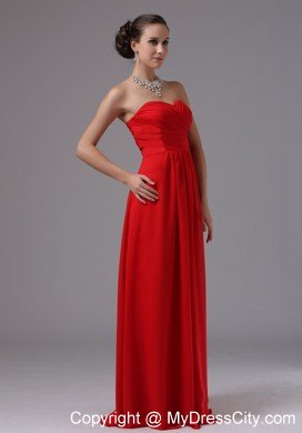 Sweetheart Ruched Red Empire Chiffon Long Damas Dresses for Quince