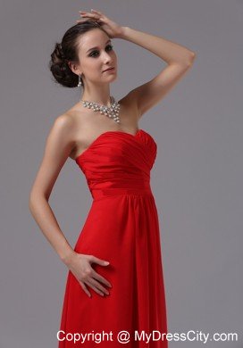 Sweetheart Ruched Red Empire Chiffon Long Damas Dresses for Quince