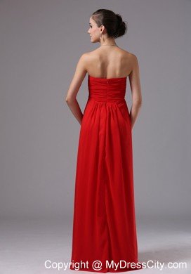 Sweetheart Ruched Red Empire Chiffon Long Damas Dresses for Quince