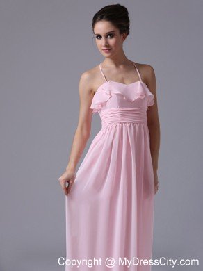 Flouncing Spaghetti Straps Halter Ruched Quinceanera Dama Dresses