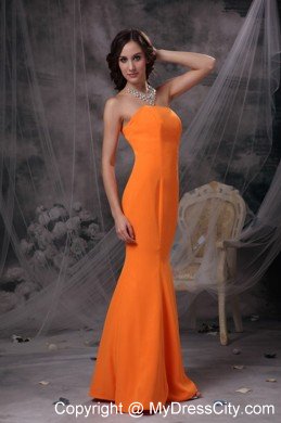 Popular Orange Mermaid Strapless Floor-length Evening Dress