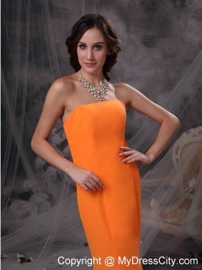 Popular Orange Mermaid Strapless Floor-length Evening Dress