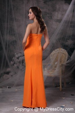 Popular Orange Mermaid Strapless Floor-length Evening Dress