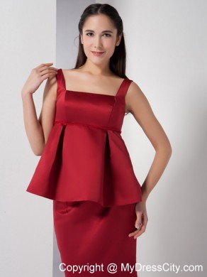 Wine Red Mermaid Straps Evening Party Dress with Peplum Waist