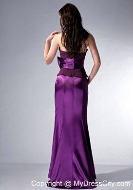 Eggplant Purple Brush Train Halter Evening Dresses with Bow