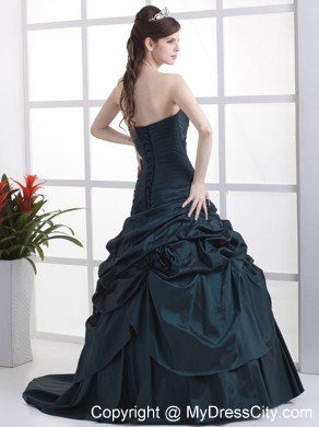 Navy Blue Sweetheart Appliques and Pick-ups Evening Gowns