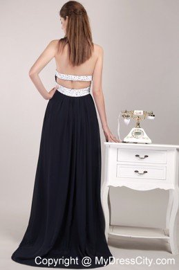 Black Chiffon Beading Prom Evening Dress with Cutout Back