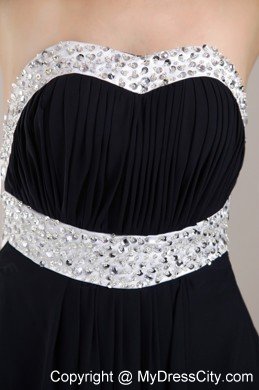 Black Chiffon Beading Prom Evening Dress with Cutout Back