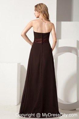 Brown Brush Train Chiffon Beading and Appliques Evening Dress