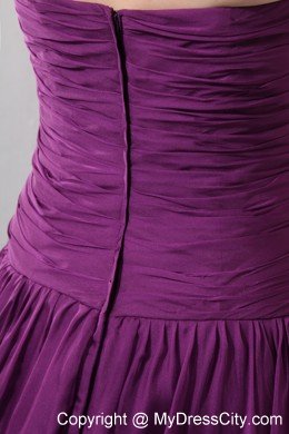 Chiffon Purple Empire Beaded Evening Dress with Brush Train