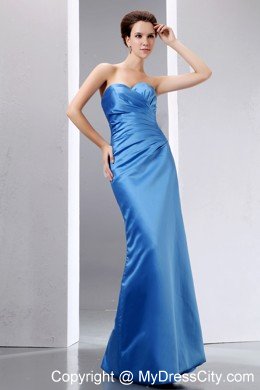 Taffeta Teal Floor-length Sweetheart Ruches Evening Dress