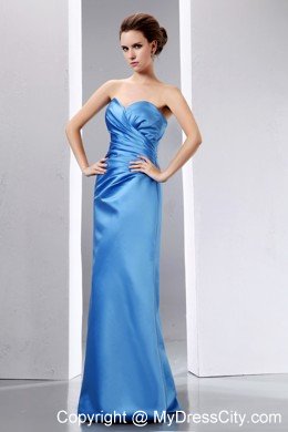 Taffeta Teal Floor-length Sweetheart Ruches Evening Dress